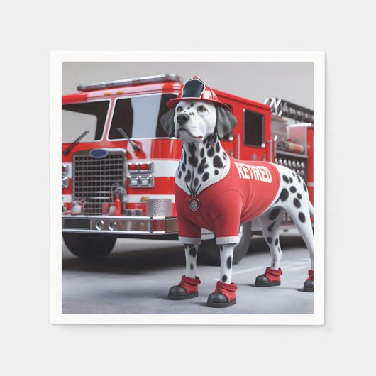 Serviette En Papier Un pompier Dalmation portant une chemise à la retr (Devant)