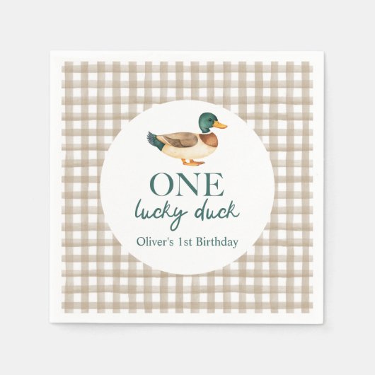 Serviette En Papier Un premier anniversaire de Lucky Duck (Devant)