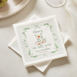 Serviette En Papier Un ruban floral vert de l'oie idiote pour un premi
