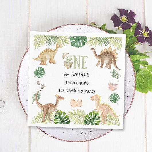 Serviette En Papier Un Saurus 1er Anniversaire Papier Napkin