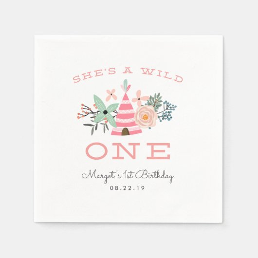 Serviette En Papier Un sauvage | Première fête d'anniversaire (Devant)