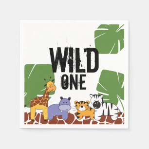 Serviette En Papier Un sauvage   Safari Jungle Animaux   Premier anniv