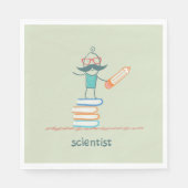 Serviette En Papier Un scientifique debout sur les livres (Devant)