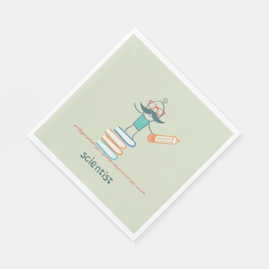 Serviette En Papier Un scientifique debout sur les livres (Coin)