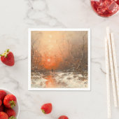 Serviette En Papier Un sentier forestier avec chasseur au coucher du s (En situation)