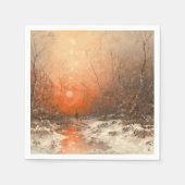 Serviette En Papier Un sentier forestier avec chasseur au coucher du s (Devant)