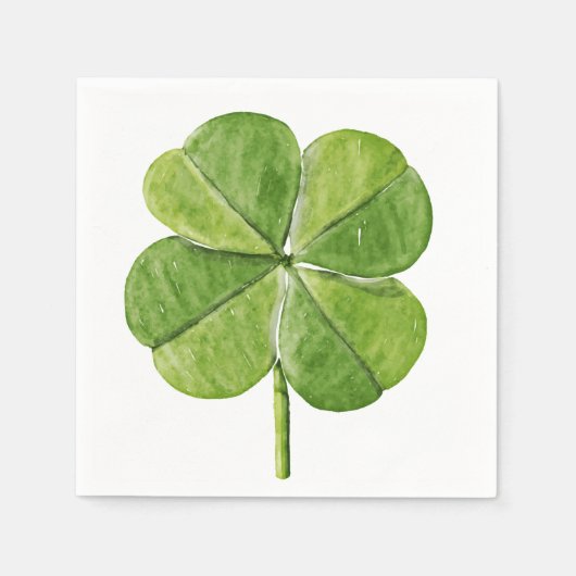 Serviette En Papier Un Shamrock de trèfle vert chanceux à quatre feuil (Devant)
