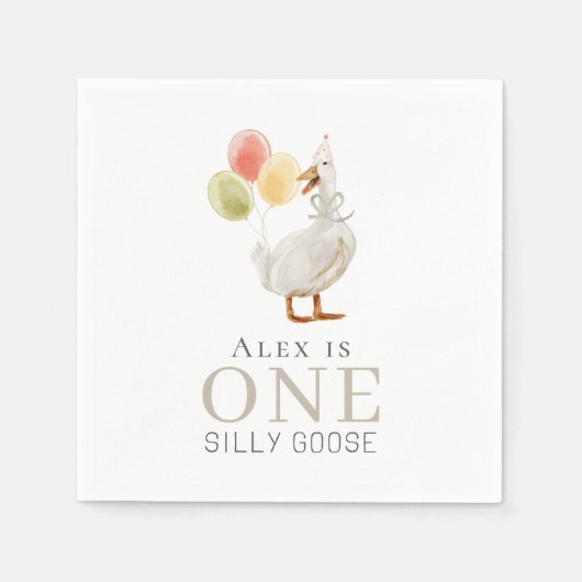 Serviette En Papier Un Silencieux Goose Beige 1er Anniversaire (Devant)