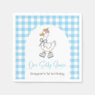 Serviette En Papier Un Silly Goose Blue 1er Anniversaire