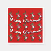 Serviette En Papier Un Snowman Joyeux Noël S'Est Rempli Sur Le Rouge (Devant)