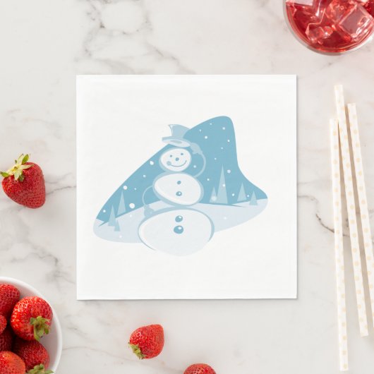 Serviette En Papier Un Snowman Portant Un Chapeau Haut (En situation)