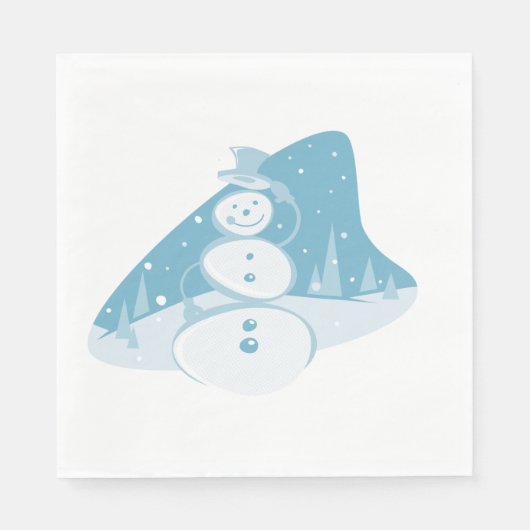 Serviette En Papier Un Snowman Portant Un Chapeau Haut (Devant)