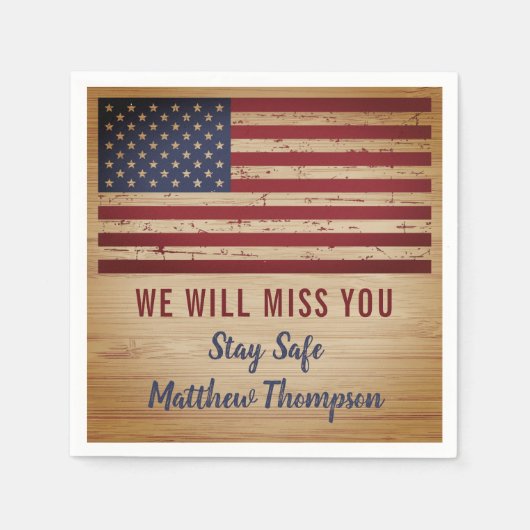 Serviette En Papier Un soldat militaire quitte le drapeau américain du (Devant)