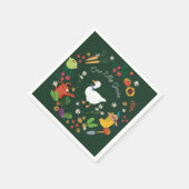 Serviette En Papier Un sot oie fermier de jardin thème vert (Coin)