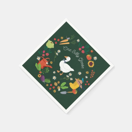 Serviette En Papier Un sot oie fermier de jardin thème vert (Coin)