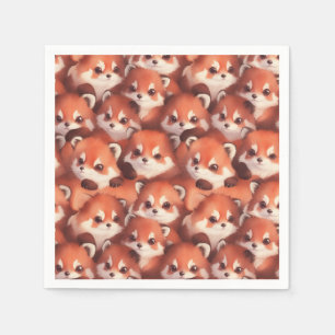 Serviette En Papier Un tas de pandas rouges