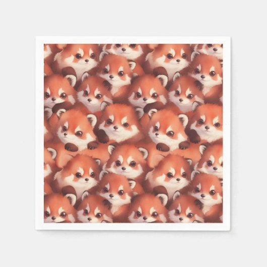 Serviette En Papier Un tas de pandas rouges (Devant)