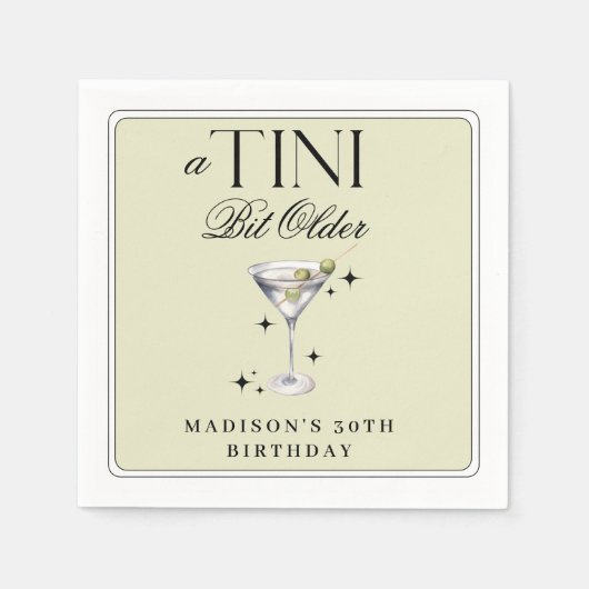Serviette En Papier un Tini Bit plus vieux Martini Olive Anniversaire (Devant)