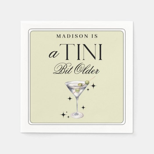 Serviette En Papier un Tini Bit plus vieux Martini Olive Anniversaire (Devant)