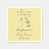 Serviette En Papier Un Tini Sur Le Chemin Baby shower Martini Jaune (Devant)