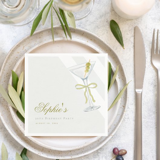 Serviette En Papier Un Tini Un Peu Plus Ancien Cocktail Olive Martini 