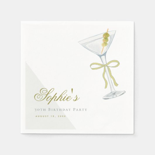Serviette En Papier Un Tini Un Peu Plus Ancien Cocktail Olive Martini  (Devant)