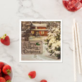 Serviette En Papier Un très joyeux Noël classique hiver traditionnel (En situation)