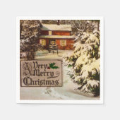 Serviette En Papier Un très joyeux Noël classique hiver traditionnel (Devant)