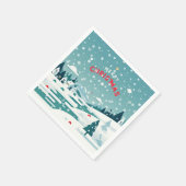 Serviette En Papier Un village de Noël enneigé (Coin)