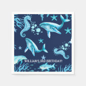 Serviette En Papier Under the Sea birthday invitation, ocean boy  (Devant)