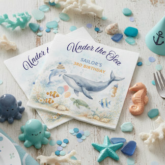 Serviette En Papier Under the Sea Ocean Animals Whale Birthday