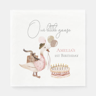 Serviette En Papier Une Aquarelle d'oie d'anniversaire Vintage