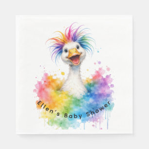 Serviette En Papier Une Baby Shower Arc-en-Ciel "Une Oie Idiote"