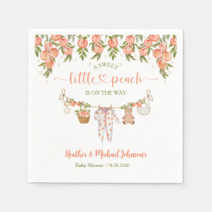 Serviette En Papier Une Baby Shower Douce Comme un Petit Pêche sur un