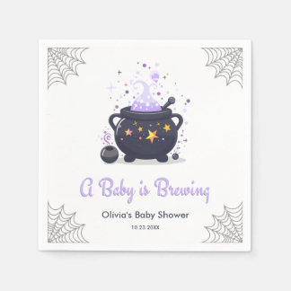 Serviette En Papier Une Baby Shower Purple A Baby is Brewing Halloween
