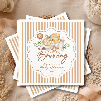 Serviette En Papier Une Baby Shower "Un Bébé Est En Train De Préparer"