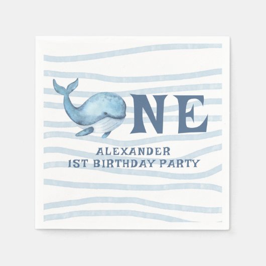 Serviette En Papier UNE BALEINE 1er anniversaire sous la mer (Devant)