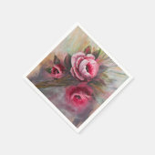 Serviette En Papier une bande de roses roses roses peintes en acryliqu (Coin)