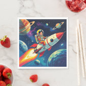 Serviette En Papier Une bande dessinée style Boy on a Rocket in Space (En situation)