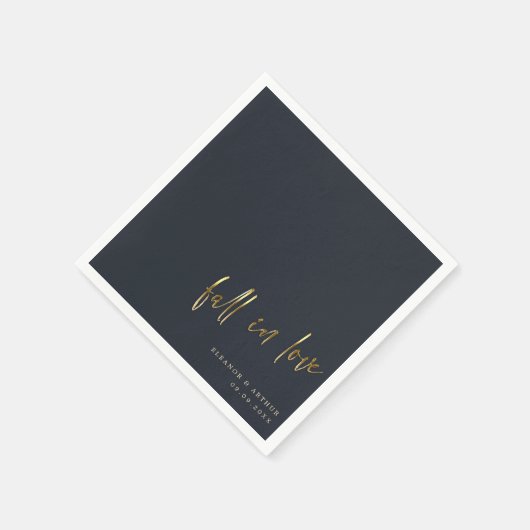 Serviette En Papier Une chute élégante en amour | Mariage de script Go (Coin)