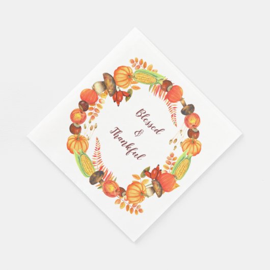 Serviette En Papier Une couronne de récolte béni Thanksgiving (Coin)