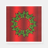 Serviette En Papier Une couronne verte pour Noël rouge (Devant)