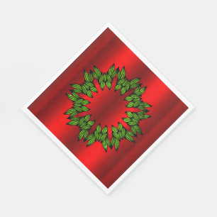 Serviette En Papier Une couronne verte pour Noël rouge
