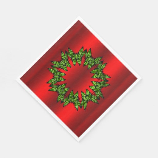 Serviette En Papier Une couronne verte pour Noël rouge (Coin)