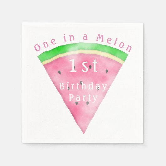 Serviette En Papier Une dans un Melon 1er Birthday Watermelon (Devant)