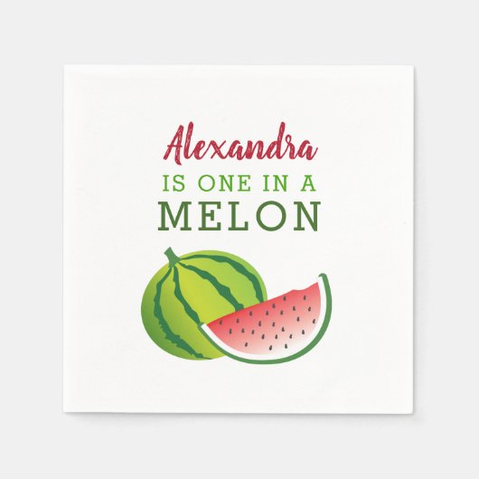 Serviette En Papier Une dans un Melon 1er fête d'anniversaire (Devant)
