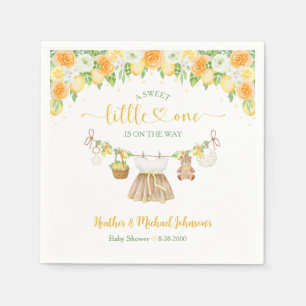 Serviette En Papier Une Douce Petite Fête de Naissance Fleurie Citron