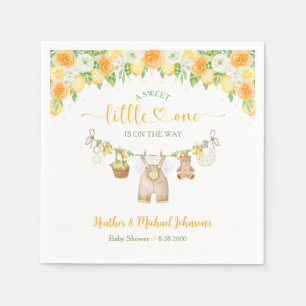 Serviette En Papier Une Douce Petite Fête de Naissance Fleurie Citron