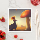 Serviette En Papier Une femme et un immense champignon (En situation)