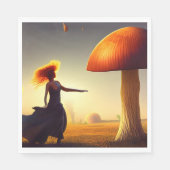 Serviette En Papier Une femme et un immense champignon (Devant)